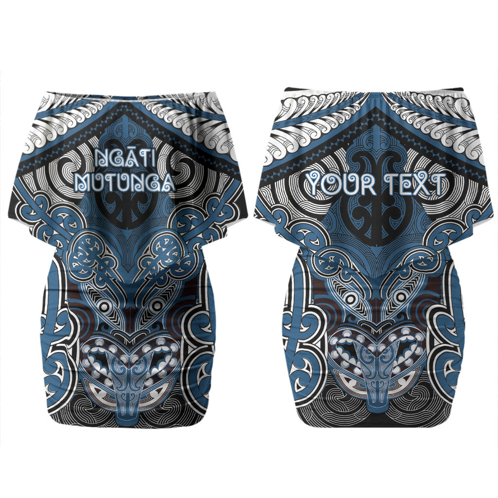 Aotearoa Iwi Ngati Mutunga Personalised Couples Matching Off Shoulder Short Dress and Long Sleeve Button Shirt Maori Kowhaiwhai Pattern