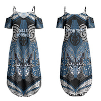 Aotearoa Iwi Ngati Mutunga Personalised Couples Matching Summer Maxi Dress and Long Sleeve Button Shirt Maori Kowhaiwhai Pattern