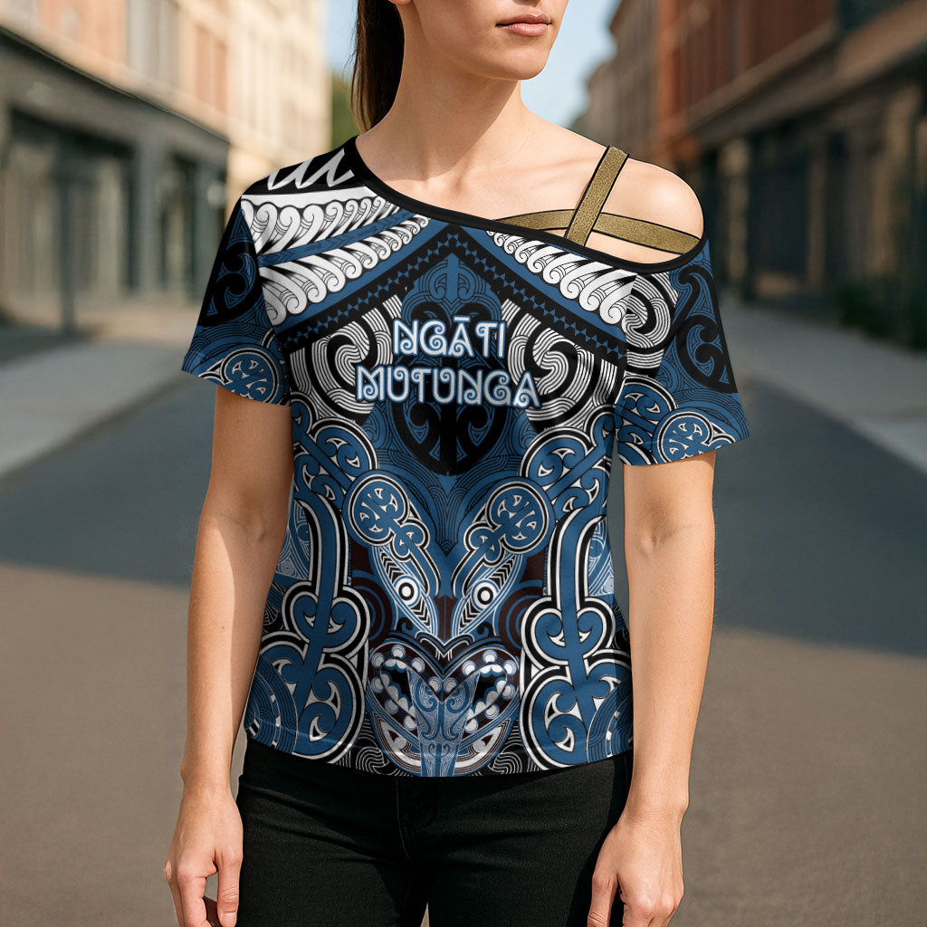 Aotearoa Iwi Ngati Mutunga Personalised Cross Shoulder Shirt Maori Kowhaiwhai Pattern