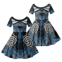 Aotearoa Iwi Ngati Mutunga Personalised Family Matching Short Sleeve Bodycon Dress and Hawaiian Shirt Maori Kowhaiwhai Pattern