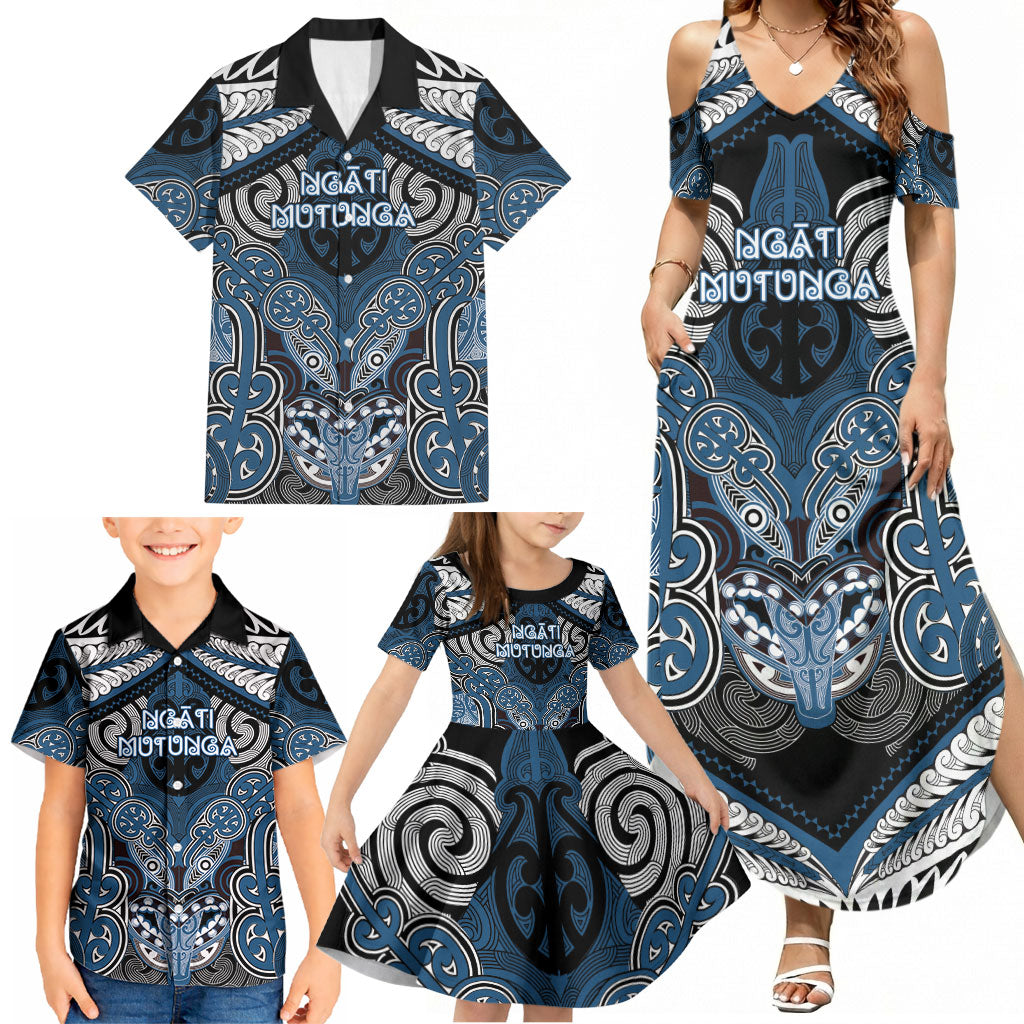Aotearoa Iwi Ngati Mutunga Personalised Family Matching Summer Maxi Dress and Hawaiian Shirt Maori Kowhaiwhai Pattern