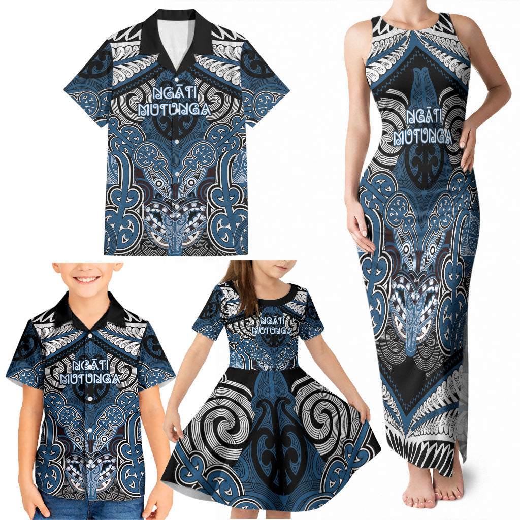 Aotearoa Iwi Ngati Mutunga Personalised Family Matching Tank Maxi Dress and Hawaiian Shirt Maori Kowhaiwhai Pattern