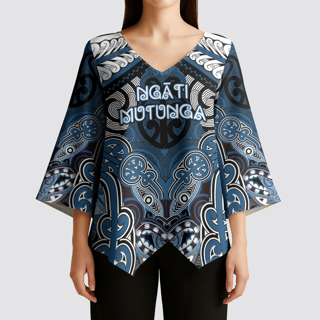 Aotearoa Iwi Ngati Mutunga Personalised Kimono Sleeve Blouse Maori Kowhaiwhai Pattern