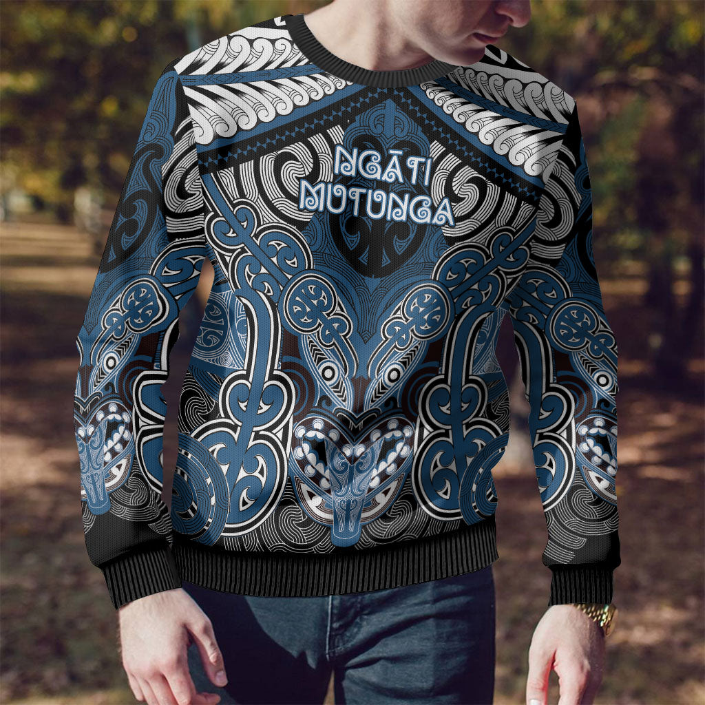 Aotearoa Iwi Ngati Mutunga Personalised Ugly Christmas Sweater Maori Kowhaiwhai Pattern