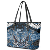 Aotearoa Iwi Ngati Mutunga Leather Tote Bag Maori Kowhaiwhai Pattern