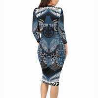 Aotearoa Iwi Ngati Mutunga Personalised Long Sleeve Bodycon Dress Maori Kowhaiwhai Pattern