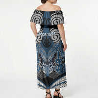 Aotearoa Iwi Ngati Mutunga Personalised Off Shoulder Maxi Dress Maori Kowhaiwhai Pattern