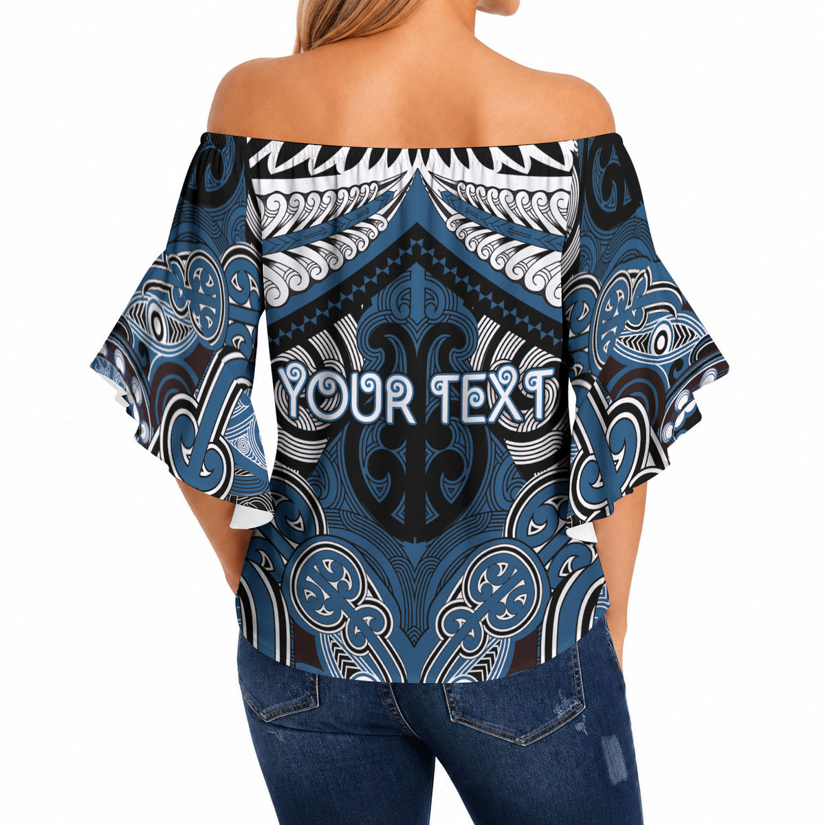 Aotearoa Iwi Ngati Mutunga Personalised Off Shoulder Wrap Waist Top Maori Kowhaiwhai Pattern