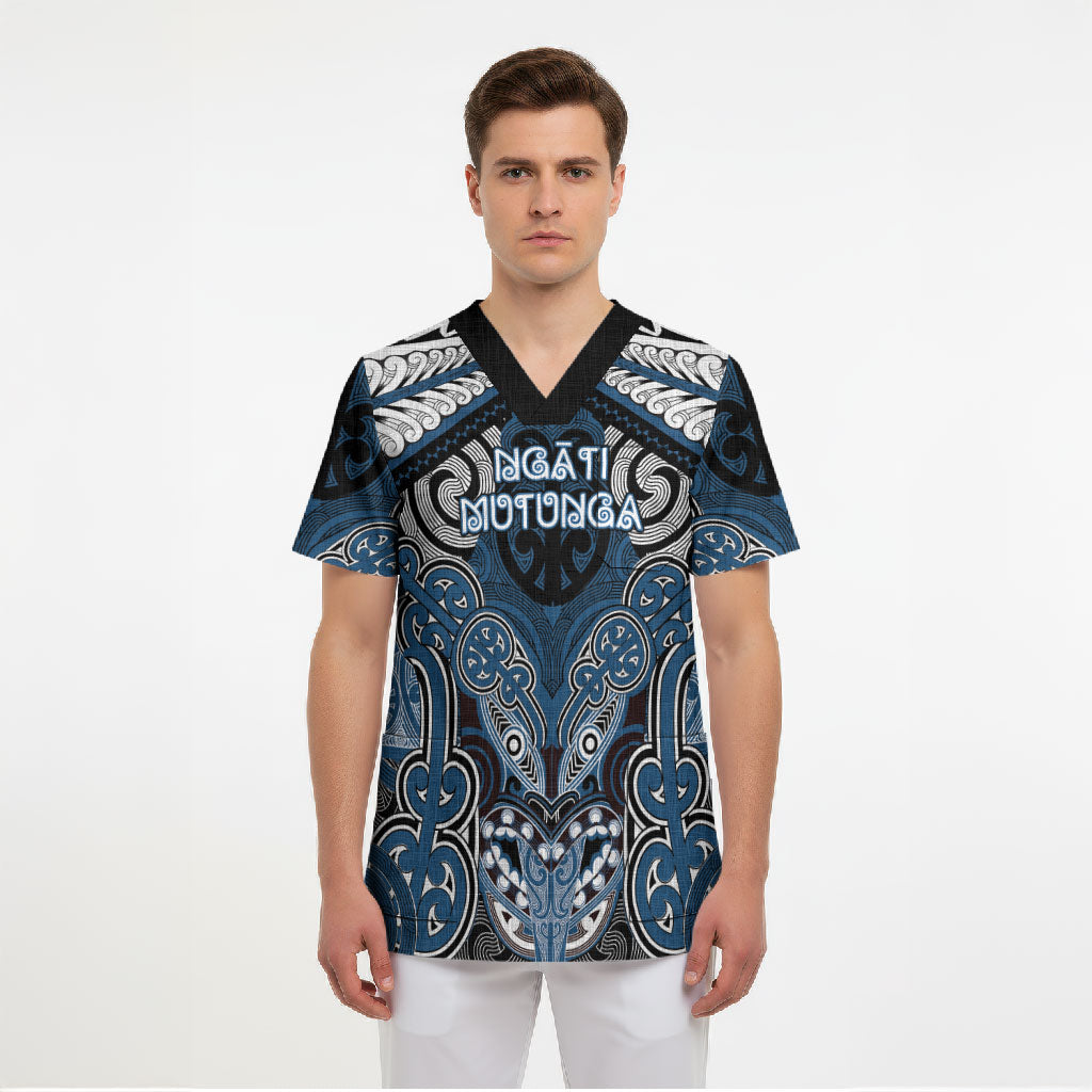 Aotearoa Iwi Ngati Mutunga Personalised Scrub Top Maori Kowhaiwhai Pattern