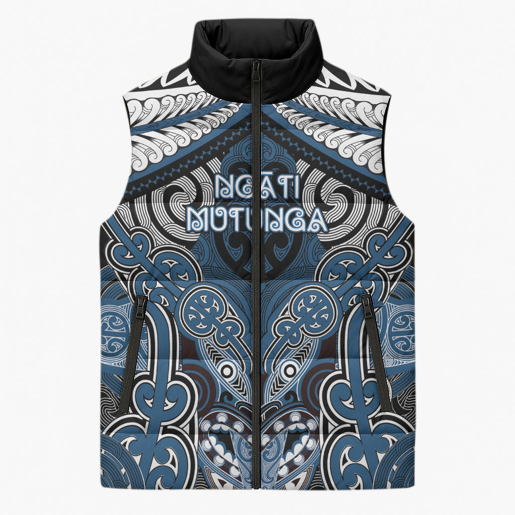Aotearoa Iwi Ngati Mutunga Personalised Sleeveless Puffer Jacket Maori Kowhaiwhai Pattern