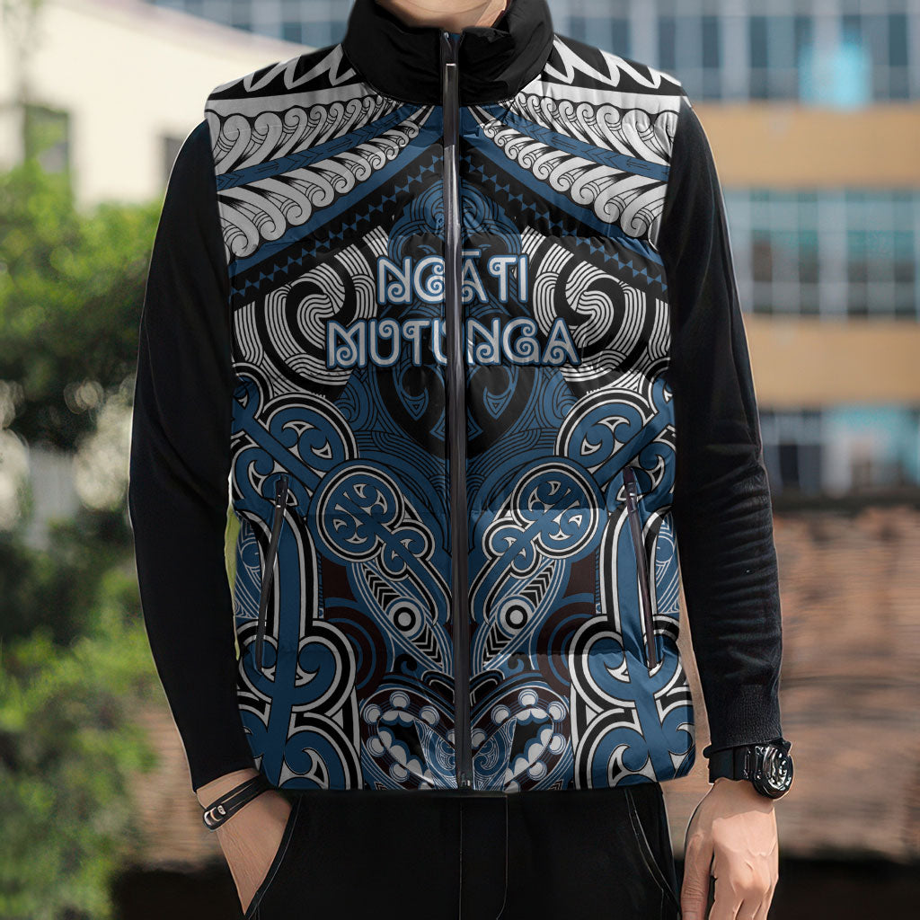 Aotearoa Iwi Ngati Mutunga Personalised Sleeveless Puffer Jacket Maori Kowhaiwhai Pattern