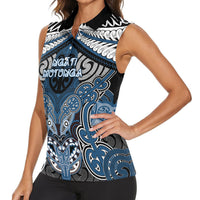 Aotearoa Iwi Ngati Mutunga Personalised Women Sleeveless Polo Shirt Maori Kowhaiwhai Pattern