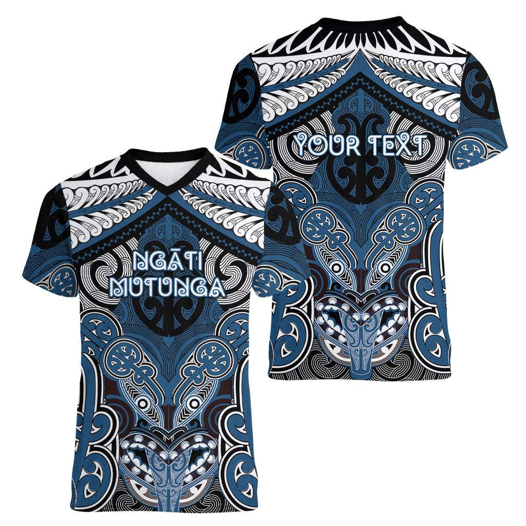Aotearoa Iwi Ngati Mutunga Personalised Women V-Neck T-Shirt Maori Kowhaiwhai Pattern
