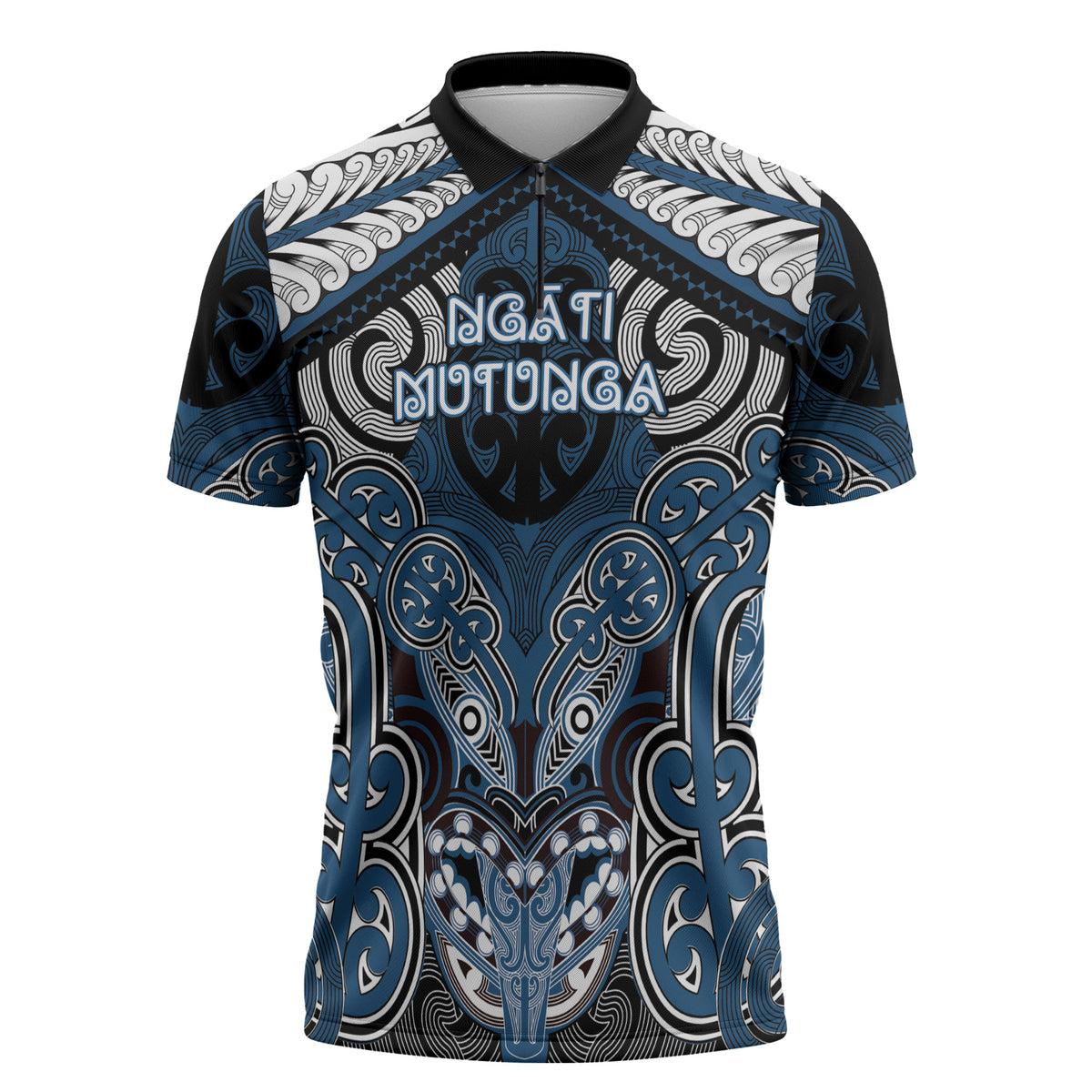 Aotearoa Iwi Ngati Mutunga Personalised Zipper Polo Shirt Maori Kowhaiwhai Pattern