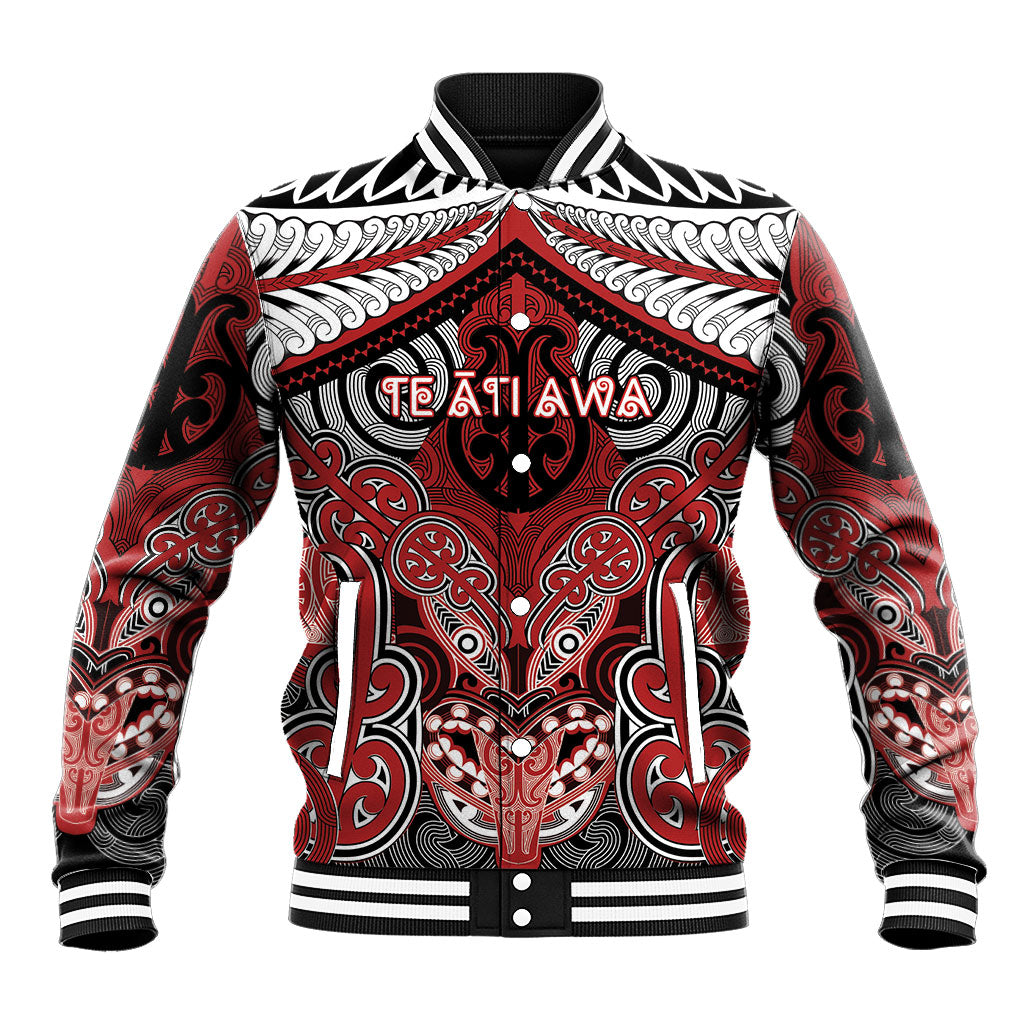 Aotearoa Iwi Te Ati Awa Personalised Baseball Jacket Maori Kowhaiwhai Pattern