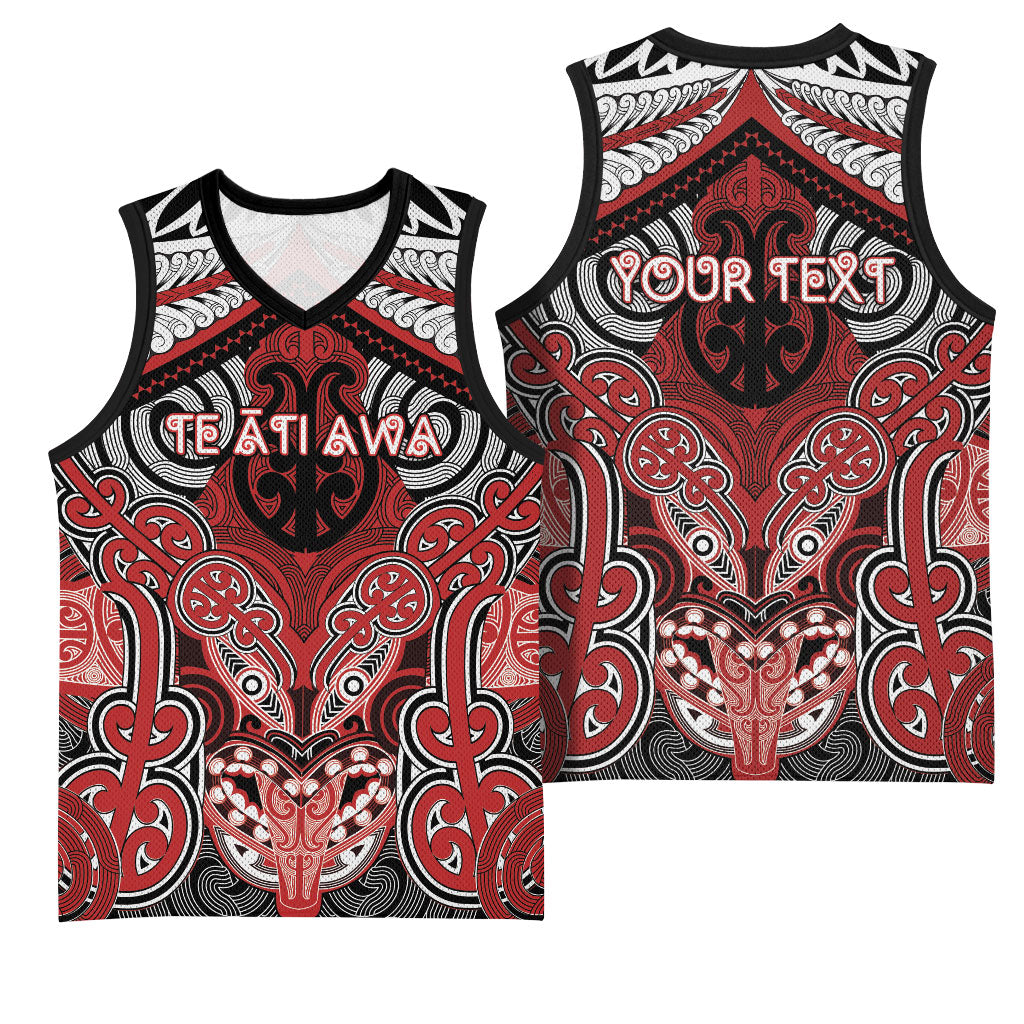 Aotearoa Iwi Te Ati Awa Personalised Basketball Jersey Maori Kowhaiwhai Pattern