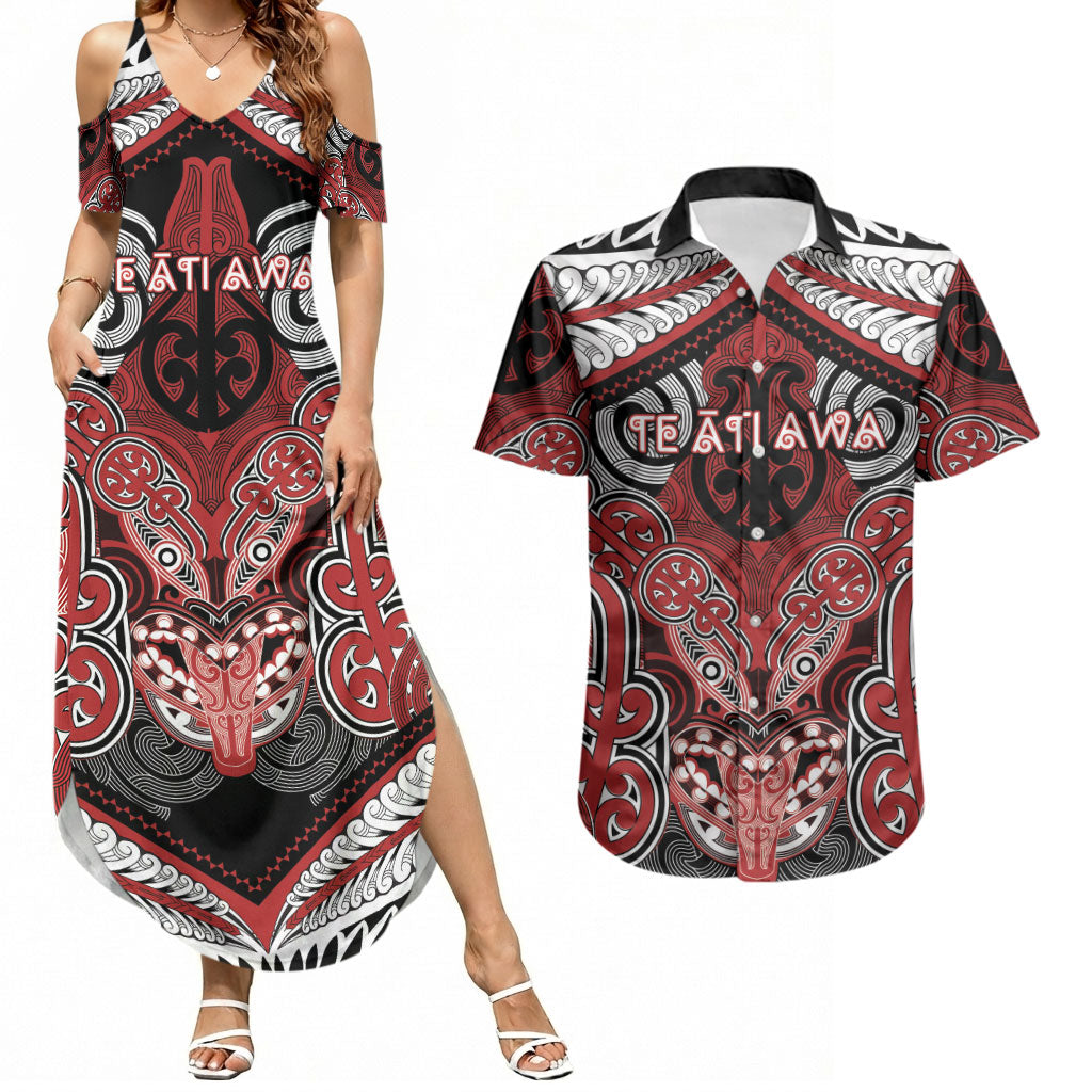 Aotearoa Iwi Te Ati Awa Personalised Couples Matching Summer Maxi Dress and Hawaiian Shirt Maori Kowhaiwhai Pattern