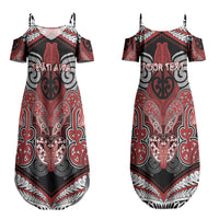 Aotearoa Iwi Te Ati Awa Personalised Couples Matching Summer Maxi Dress and Long Sleeve Button Shirt Maori Kowhaiwhai Pattern