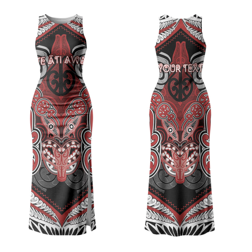 Aotearoa Iwi Te Ati Awa Personalised Couples Matching Tank Maxi Dress and Long Sleeve Button Shirt Maori Kowhaiwhai Pattern