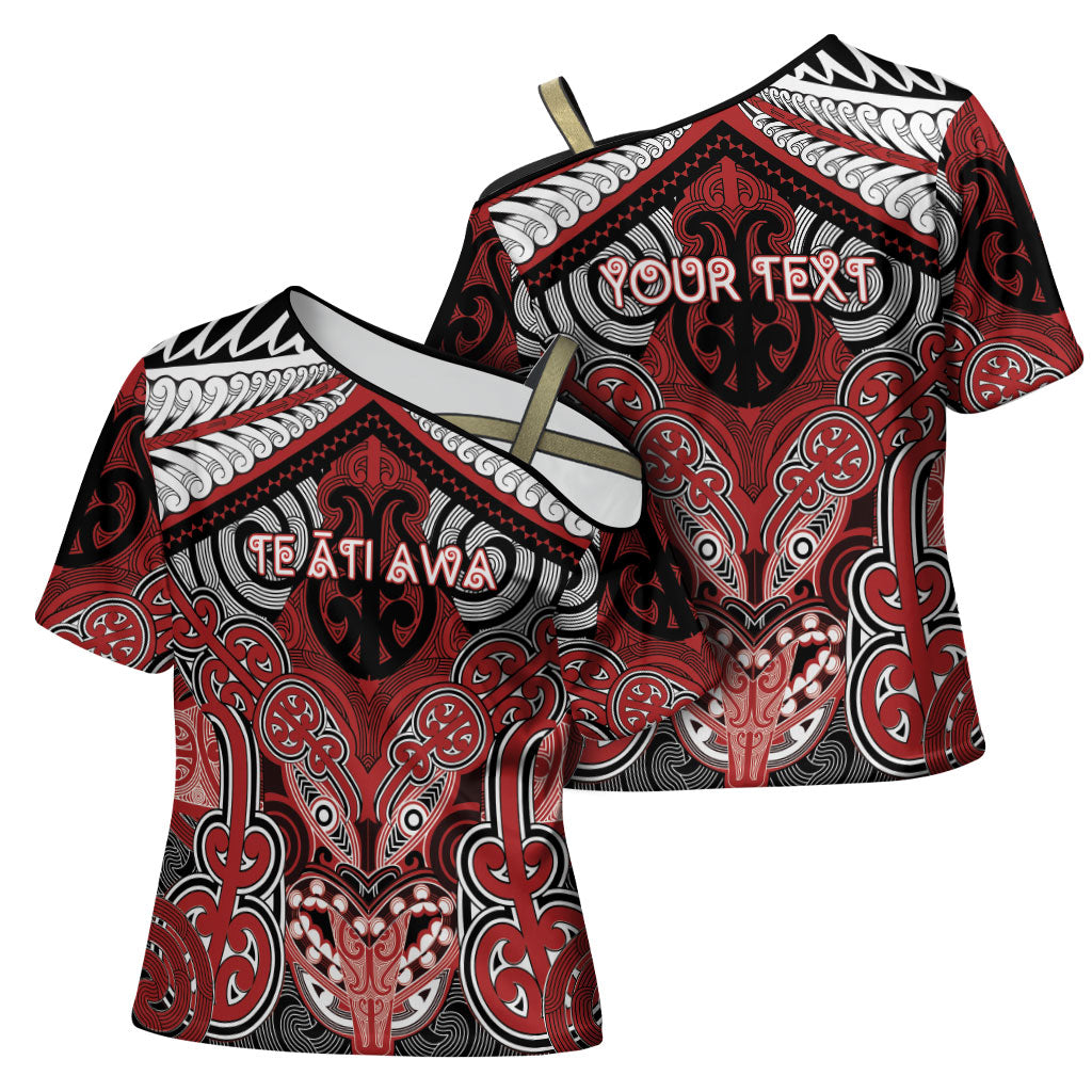 Aotearoa Iwi Te Ati Awa Personalised Cross Shoulder Shirt Maori Kowhaiwhai Pattern