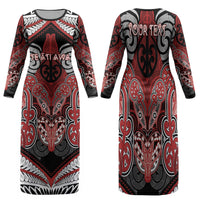 Aotearoa Iwi Te Ati Awa Personalised Family Matching Long Sleeve Bodycon Dress and Hawaiian Shirt Maori Kowhaiwhai Pattern