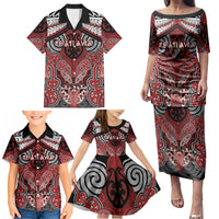 Aotearoa Iwi Te Ati Awa Personalised Family Matching Puletasi and Hawaiian Shirt Maori Kowhaiwhai Pattern