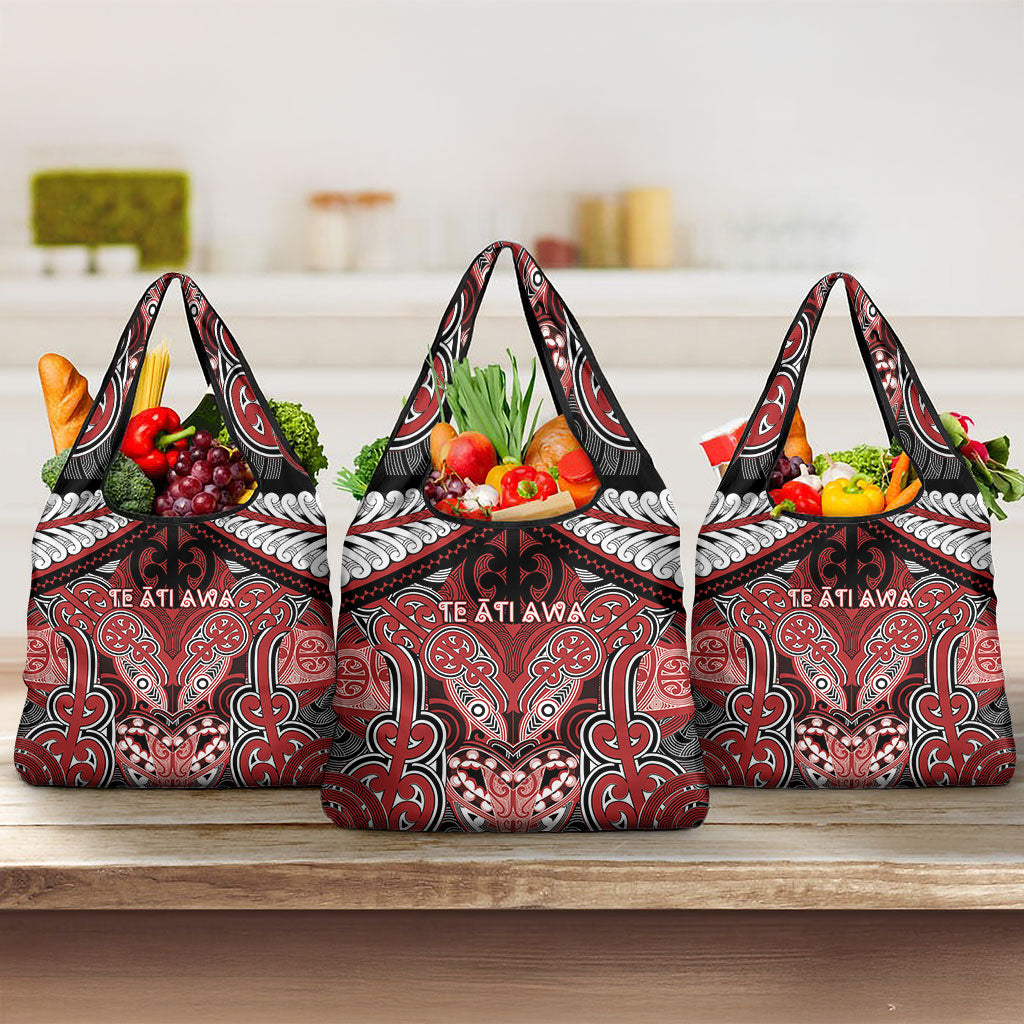 Aotearoa Iwi Te Ati Awa Grocery Bag Maori Kowhaiwhai Pattern