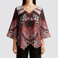 Aotearoa Iwi Te Ati Awa Personalised Kimono Sleeve Blouse Maori Kowhaiwhai Pattern