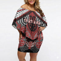 Aotearoa Iwi Te Ati Awa Personalised Off Shoulder Short Dress Maori Kowhaiwhai Pattern