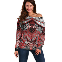 Aotearoa Iwi Te Ati Awa Personalised Off Shoulder Sweater Maori Kowhaiwhai Pattern