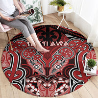 Aotearoa Iwi Te Ati Awa Round Carpet Maori Kowhaiwhai Pattern
