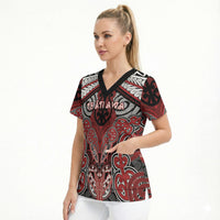 Aotearoa Iwi Te Ati Awa Personalised Scrub Top Maori Kowhaiwhai Pattern