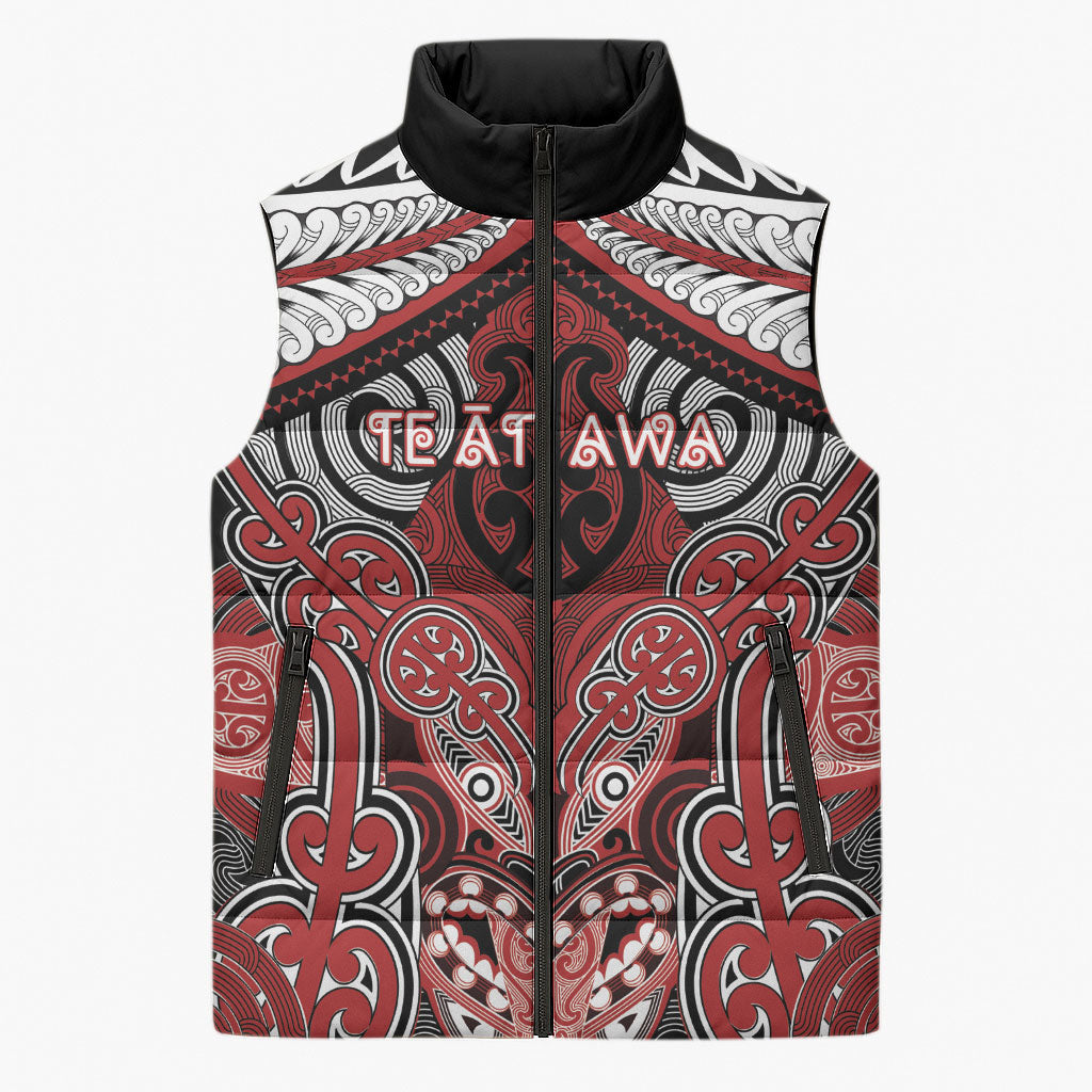Aotearoa Iwi Te Ati Awa Personalised Sleeveless Puffer Jacket Maori Kowhaiwhai Pattern