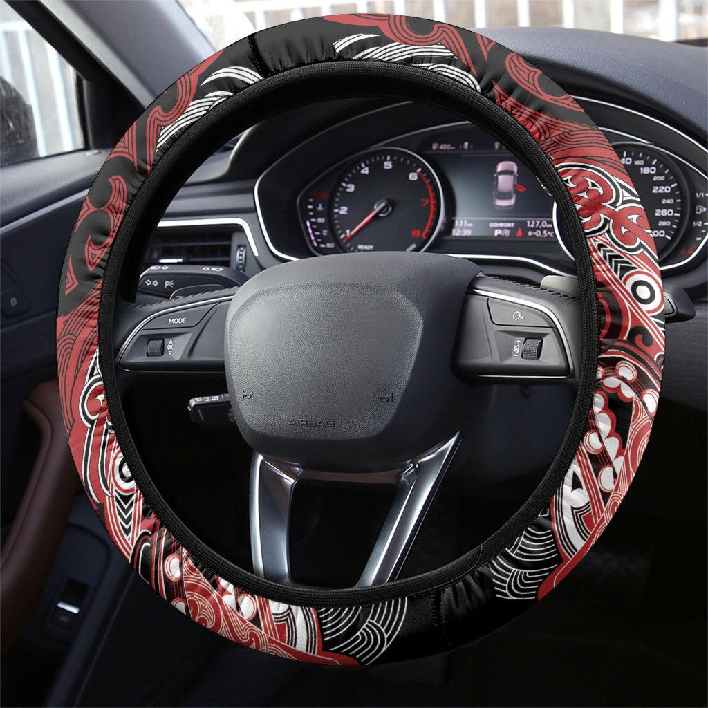 Aotearoa Iwi Te Ati Awa Steering Wheel Cover Maori Kowhaiwhai Pattern