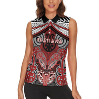 Aotearoa Iwi Te Ati Awa Personalised Women Sleeveless Polo Shirt Maori Kowhaiwhai Pattern