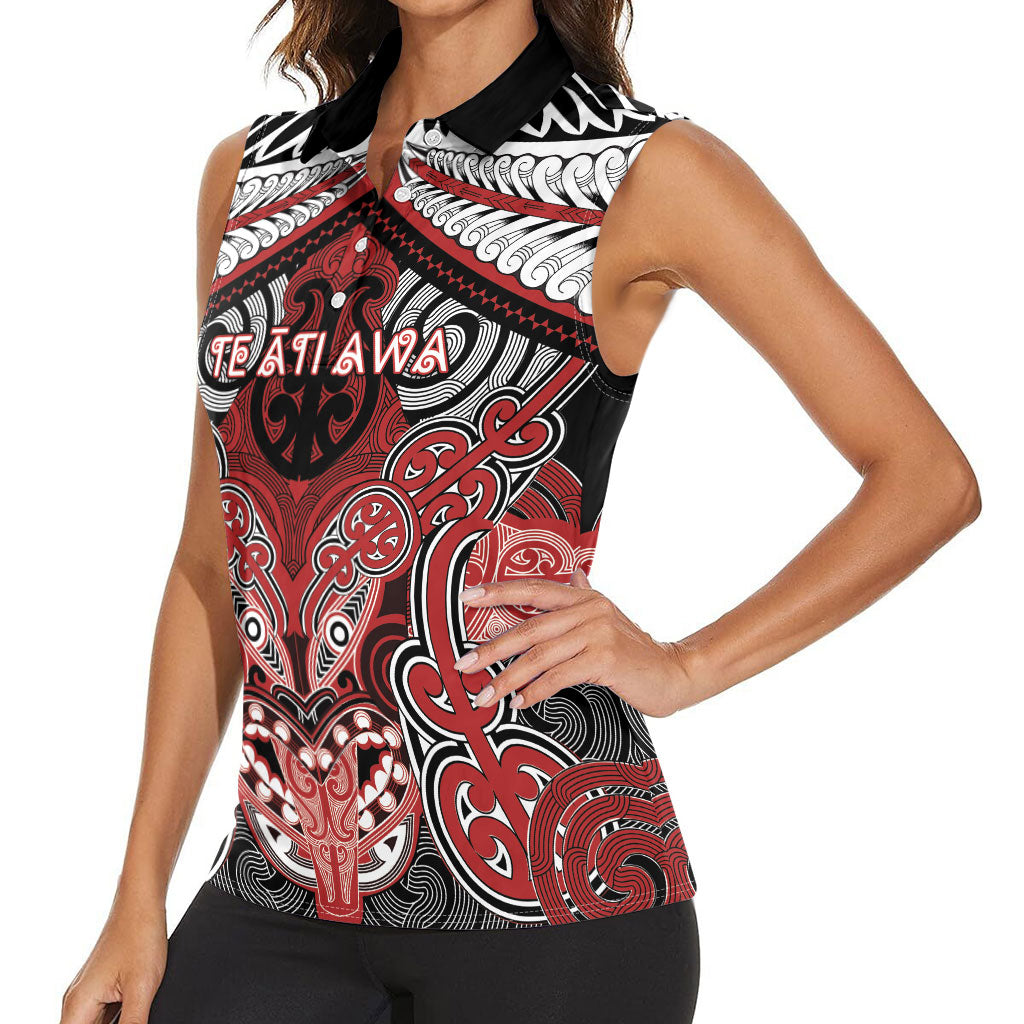 Aotearoa Iwi Te Ati Awa Personalised Women Sleeveless Polo Shirt Maori Kowhaiwhai Pattern