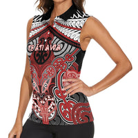 Aotearoa Iwi Te Ati Awa Personalised Women Sleeveless Polo Shirt Maori Kowhaiwhai Pattern