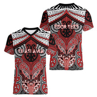Aotearoa Iwi Te Ati Awa Personalised Women V-Neck T-Shirt Maori Kowhaiwhai Pattern
