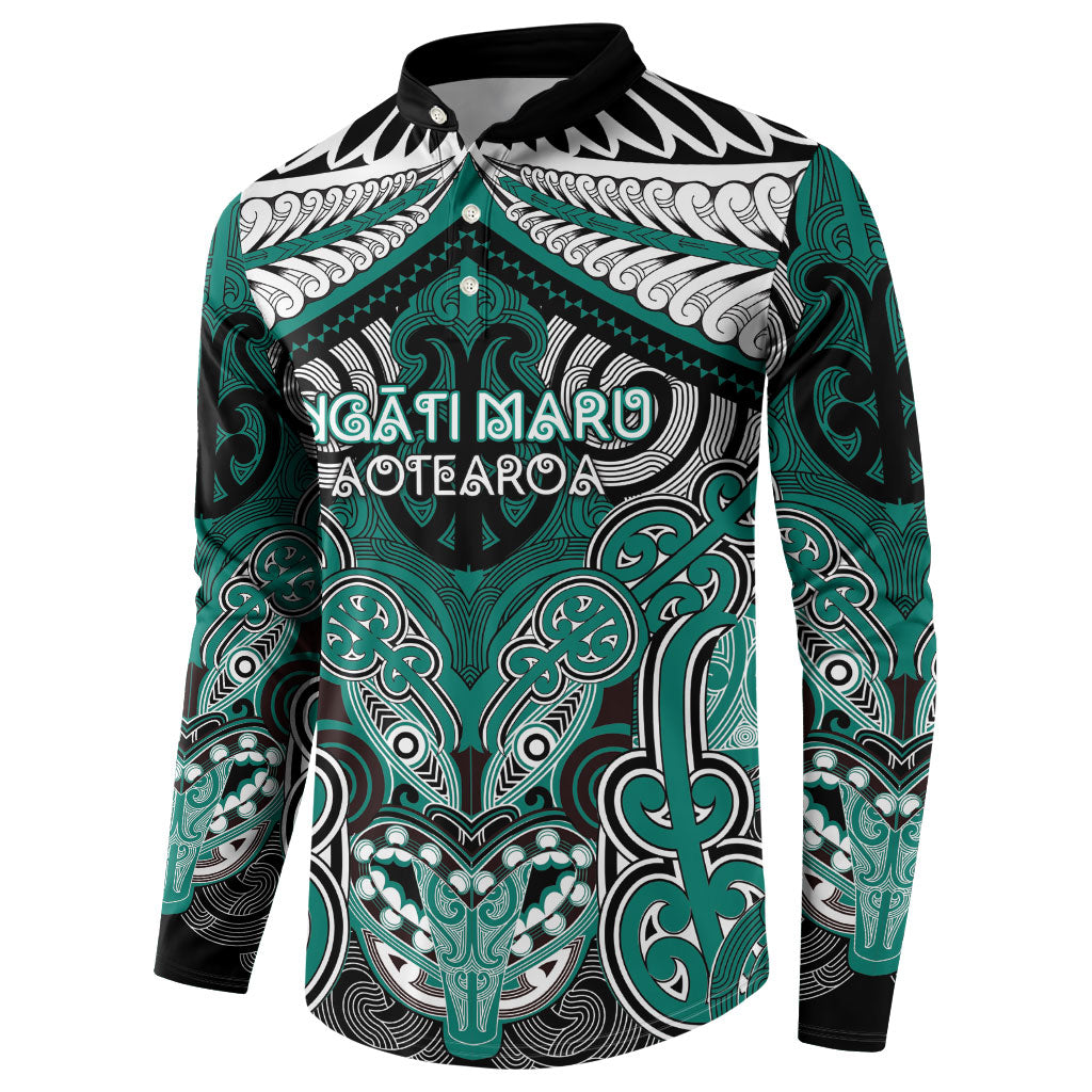 Aotearoa Iwi Ngati Maru Personalised Button Sweatshirt Maori Kowhaiwhai Pattern