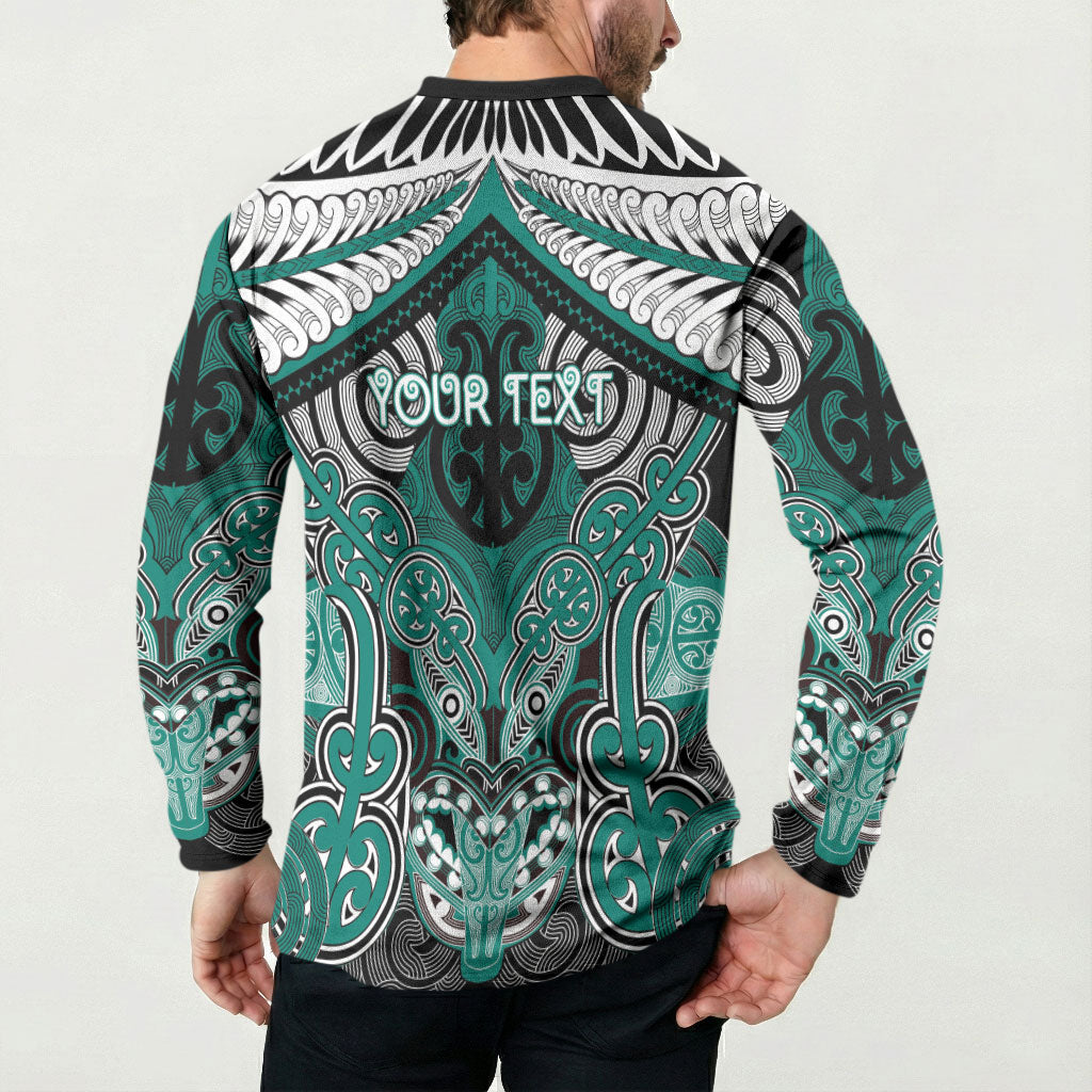 Aotearoa Iwi Ngati Maru Personalised Button Sweatshirt Maori Kowhaiwhai Pattern