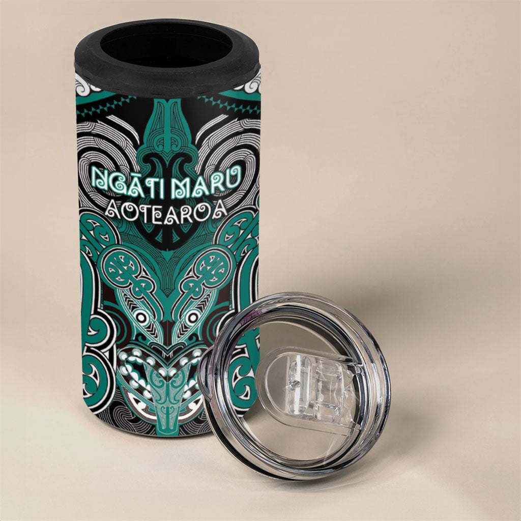Aotearoa Iwi Ngati Maru Personalised 4 in 1 Can Cooler Tumbler Maori Kowhaiwhai Pattern