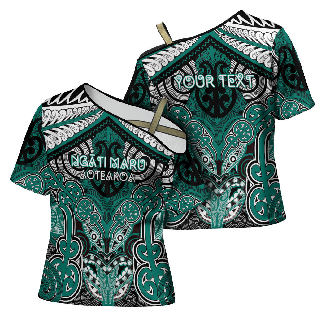 Aotearoa Iwi Ngati Maru Personalised Cross Shoulder Shirt Maori Kowhaiwhai Pattern