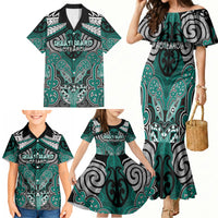 Aotearoa Iwi Ngati Maru Personalised Family Matching Mermaid Dress and Hawaiian Shirt Maori Kowhaiwhai Pattern