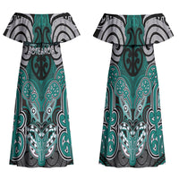 Aotearoa Iwi Ngati Maru Personalised Family Matching Off Shoulder Maxi Dress and Hawaiian Shirt Maori Kowhaiwhai Pattern
