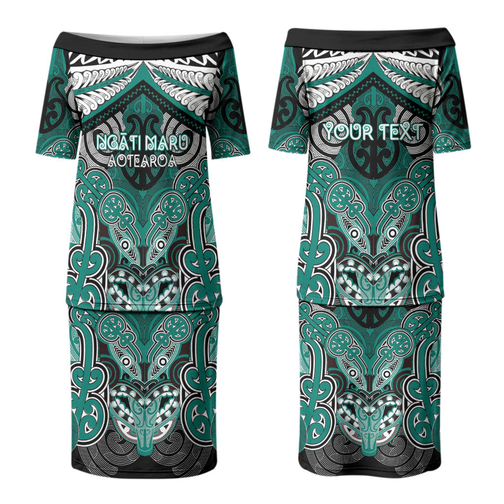 Aotearoa Iwi Ngati Maru Personalised Family Matching Puletasi and Hawaiian Shirt Maori Kowhaiwhai Pattern