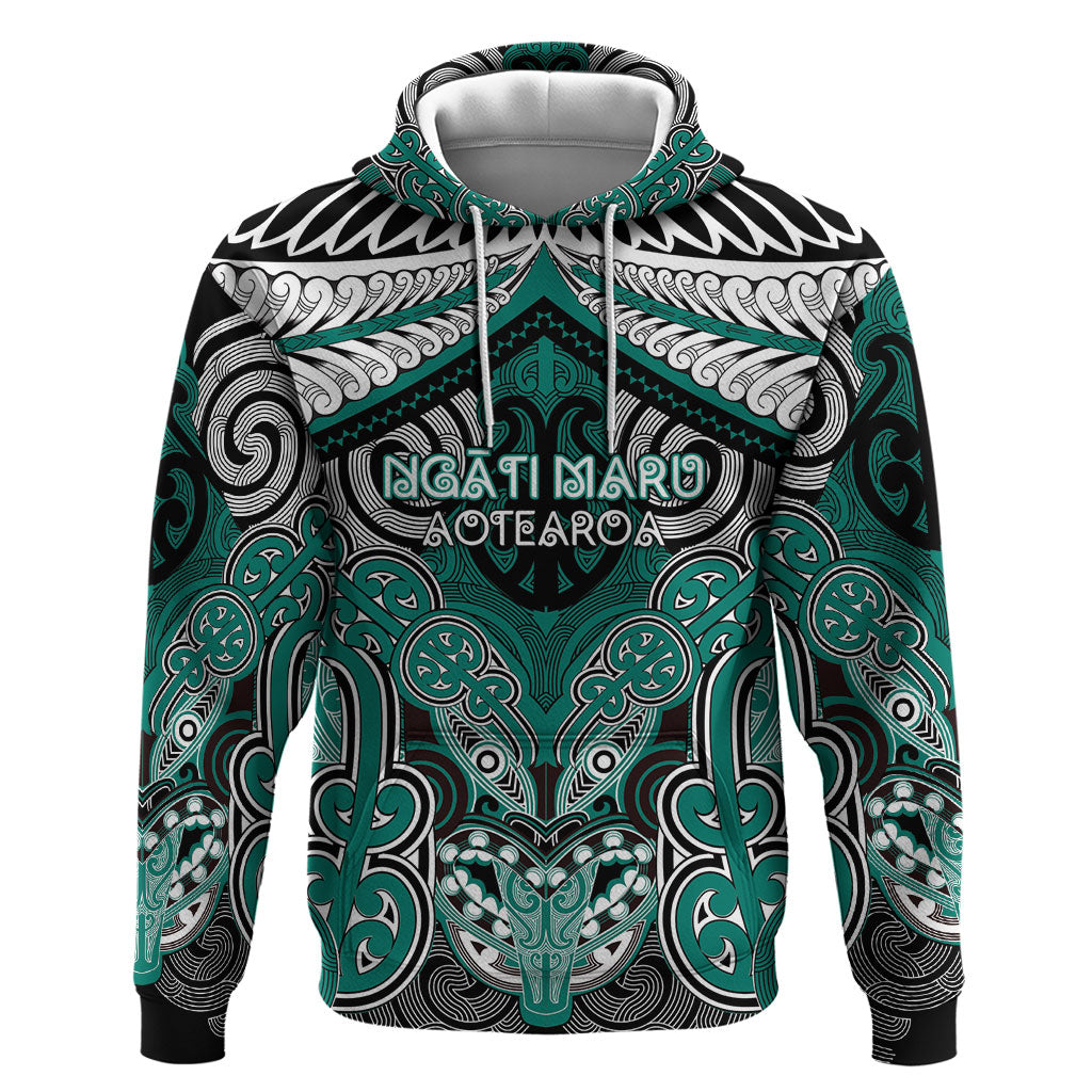Aotearoa Iwi Ngati Maru Personalised Hoodie Maori Kowhaiwhai Pattern