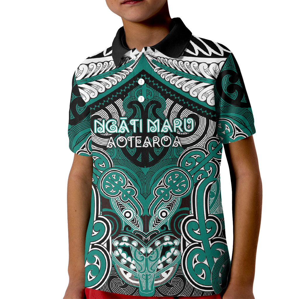 Aotearoa Iwi Ngati Maru Personalised Kid Polo Shirt Maori Kowhaiwhai Pattern