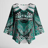 Aotearoa Iwi Ngati Maru Personalised Kimono Sleeve Blouse Maori Kowhaiwhai Pattern