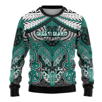 Aotearoa Iwi Ngati Maru Personalised Ugly Christmas Sweater Maori Kowhaiwhai Pattern