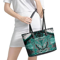 Aotearoa Iwi Ngati Maru Leather Tote Bag Maori Kowhaiwhai Pattern